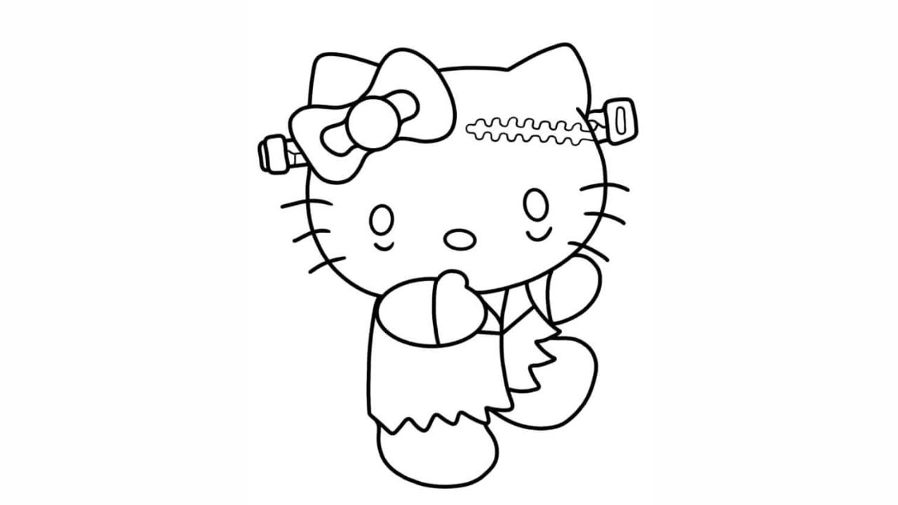 Frankenstein Hello Kitty Coloring In