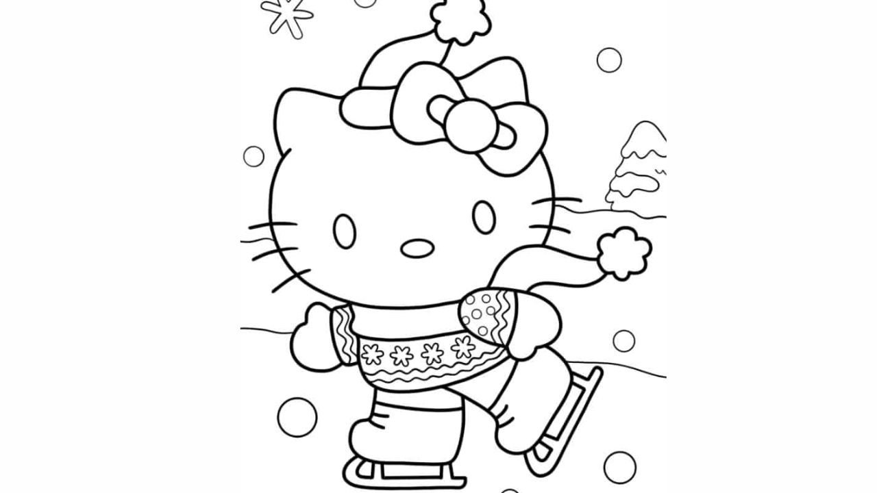 Hello Kitty Ice Skating In Winter