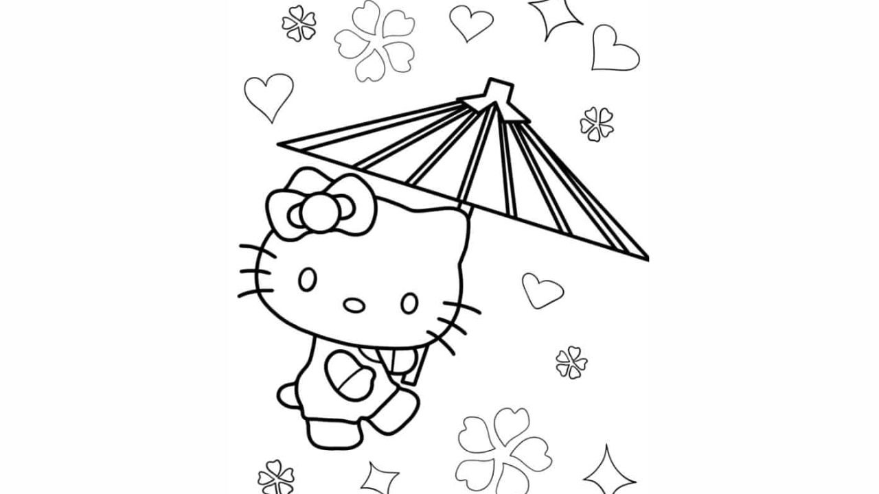 Hello Kitty Using Parasol Coloring In