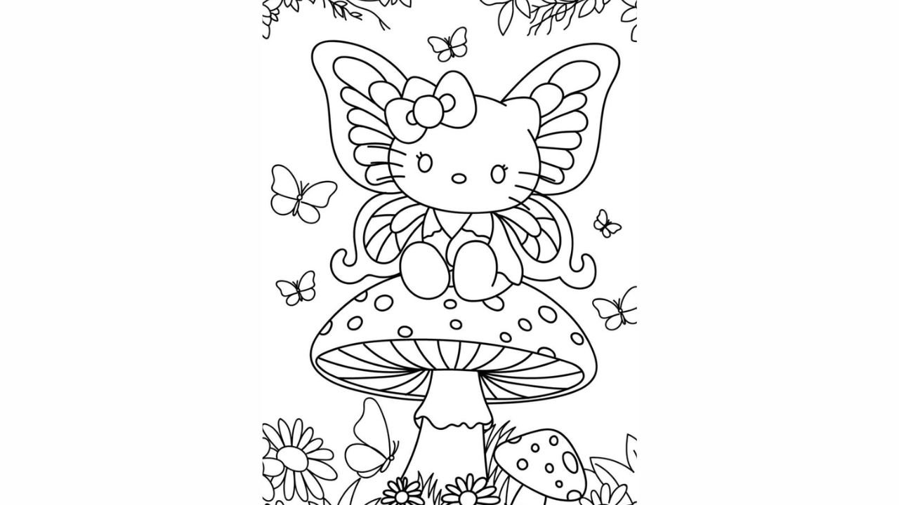 Hello Kitty With Butterfly Wings drawing