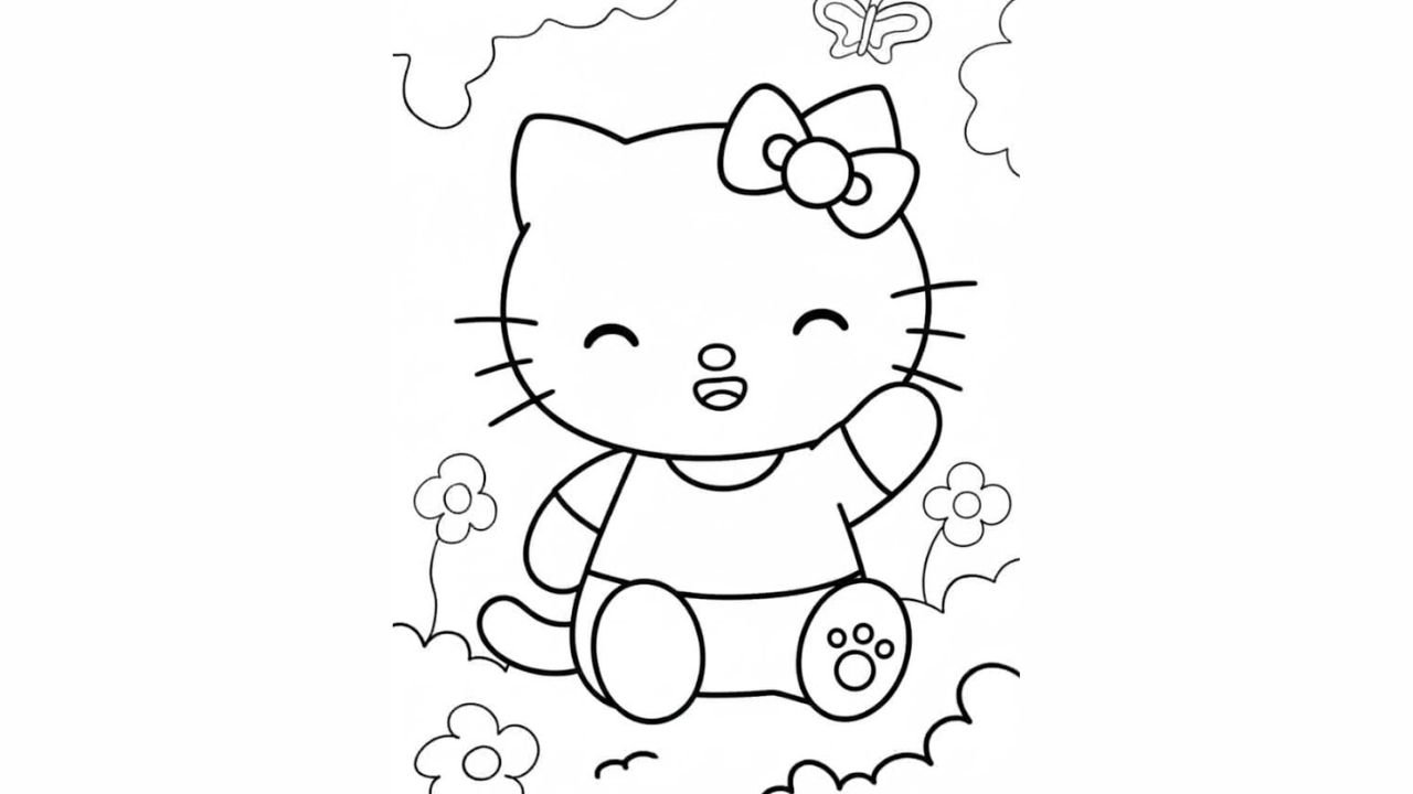 Hello Kitty With Flower On Her Head