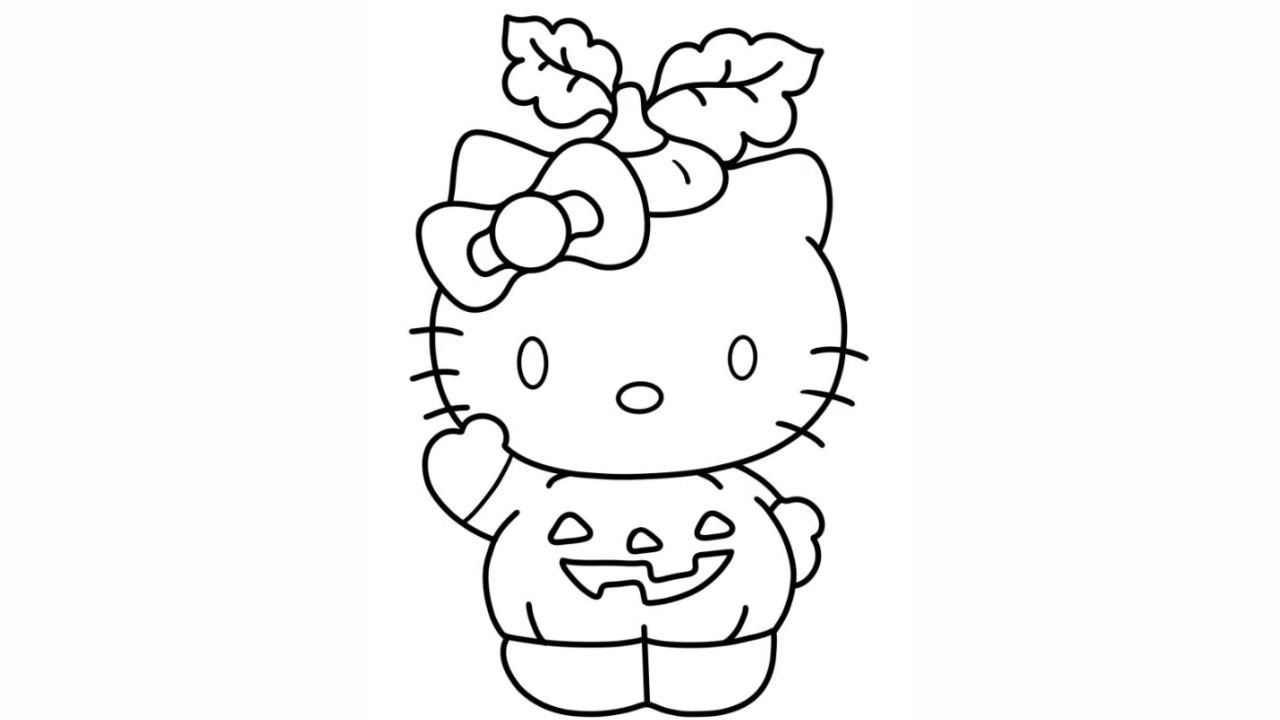 Jack-O-Lantern Hello Kitty To Color