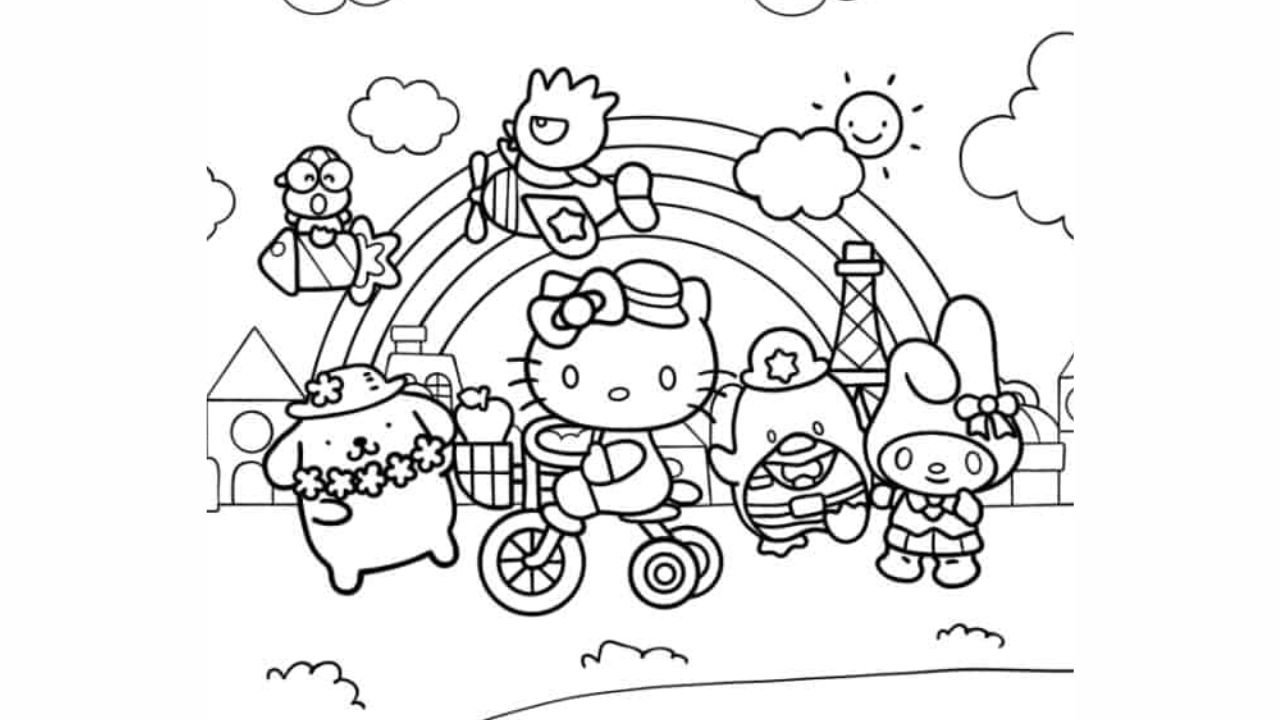 Kawaii Coloring Sheet Of Hello Kitty Sanrio