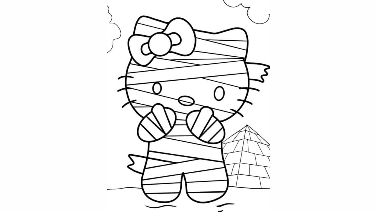 Mummy Hello Kitty Coloring In For Kids