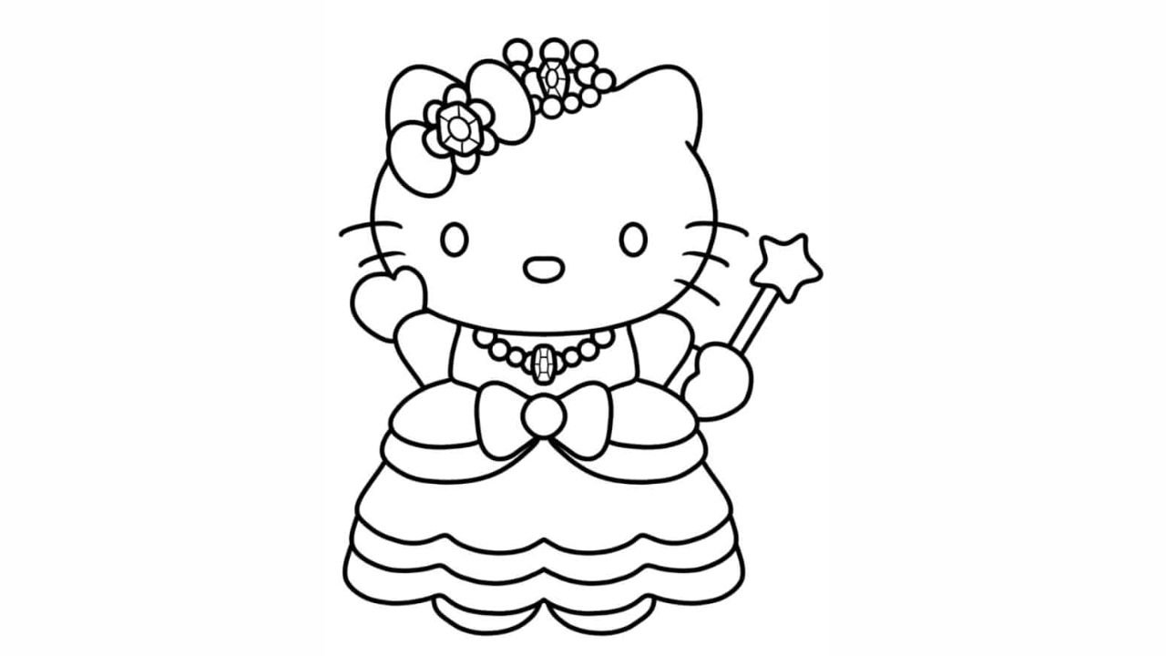Princess Hello Kitty Coloring In For Kids